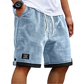 preiswerte Lässige Shorts-Herren Waffel-Shorts Shorts Sommershorts Strandshorts Freizeitshorts Kordelzug Patchwork Elastischer Bund Einfarbig Komfort Kurz Lässig Täglich Outdoor Urlaub Mode Himmelblau Grau Mikroelastisch