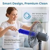 cheap Cleaning Supplies-4 Pcs Bendable Microfiber Head, Reusable Dust Remover, Fan Cleaning Brush, Washable Microfiber Duster for Electric Fans, Air Conditioning, Car Vents, Blinds, Curtains