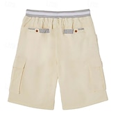 economico Vacanza-Per uomo Pantaloncini cargo Shorts di Lino Pantaloncini Estivi Shorts da Spiaggia Coulisse Elastico in vita Tasca di carico Blocco di colori Tinta unita Comodità Traspirante Lunghezza al ginocchio