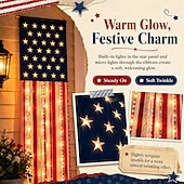 abordables 250e Anniversaire-Bannière lumineuse patriotique américaine (1 pièce) pour porche, décorations extérieures pour le 4 juillet, 250e anniversaire des États-Unis, étoiles et rayures, bannière pour porte d'entrée ou patio.