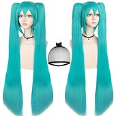 abordables Perruques d&amp;#39;anime-perruque turquoise style chanteuse virtuelle à double queue de cheval