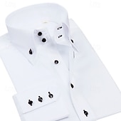 billiga Businessskjortor för män-Herr Skjorta Spearpoint krage skjorta Button Down skjorta Slät Ledigt Dagligen Svart Vit Rubinrött Mörk marin Långärmad Spread-krage Vår Vår &amp; Höst Kläder Button-Down