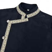 baratos Αριστος-Retro Vintage Medieval Renaissance Waist Belt Tunic Prince Warrior Stand Collar Fancy Dress Men's Fantasy Halloween Carnival Renaissance Fair LARP Adults' Top Belt