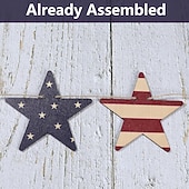  Ghirlanda vintage patriottica in legno con stelle, decorazioni da appendere per il 4 luglio, festone rustico con bandiera americana per il giorno dell'indipendenza, il Memorial Day, la mensola del