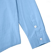  Homens Camisa Social Camisa de linho camisa de verão Roupa de Praia Tecido Férias Casual Preto Branco Azul Verde Manga Longa Lapela Primavera Verão Roupa