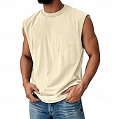  SoftFade™ Ανδρικό Tank Top Υποκάμισο Αμάνικο Πουκάμισο Αμάνικο Crew Neck Καλοκαίρι Απλό Μόδα Κλασικό Μοντέρνο Απλό Καθημερινό Δρόμος Σπορ Ανοιχτό Χακί Μαύρο Κορυφή Τ-shirt για Άνδρες
