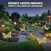 abordables Éclairage paysager-1 lampe solaire papillon de jardin avec ailes mobiles, grande lampe papillon animée à piquer, décoration extérieure étanche à énergie solaire pour pelouse, terrasse, jardin ou allée.