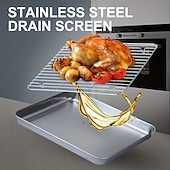 cheap Grills &amp; Outdoor Cooking-Stainless Steel Baking Sheet Pan with Rack, Heavy Duty Roasting Tray for Oven, Grill &amp; Broiler, Dishwasher Safe Bakeware for Cookies, Bacon, Chicken, Turkey &amp; Vegetables