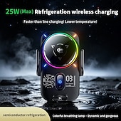 preiswerte Fahrzeughalter-Qi2 25W kabelloses Autoladegerät mit Halbleiterkühlung, magnetischer Schnellkühl-Handyhalterung, automatischer Klemmung und RGB-Beleuchtung, kompatibel mit iPhone 17/16/15/14, Samsung S26 und Android
