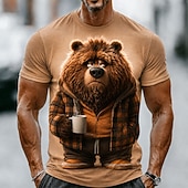  Per uomo Animale Orso Maglietta Manica Corta maglietta Stampa 3D Girocollo Camicia Divertente Casuale Quotidiano Streetwear Blu Marrone Cachi Estate Primavera Abbigliamento S M L XL 2XL 3XL