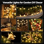 preiswerte Solar-Außenleuchten-12m Lichterketten 100 LEDs Solarmodul Warmweiß Kaltweiß Rot Kreative Lichterketten Festtagslichter Halloween Innenbereich Kreativ USB-betrieben Solarbetrieben