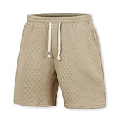 abordables Bermudas estilo casual-Hombre Pantalón corto Pantalones cortos de verano Pantalones cortos casuales Jacquard Con Texturas Plano Comodidad Transpirable Sobre la Rodilla Casual Exterior Playa Vacaciones Moda Blanco Caqui