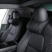 billiga Huvud- och höftstöd till bilen-starfire 1 pack äkta läder hängande bilstol kudde nackstöd nackstöd för tesla 3 s x y modeller svart rött kaffe färger valfritt