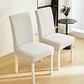cheap Dining Chair Cover-Polar Fleece Fabric Dining Chair Cover, Stretch Elastic Chair Slipcover for Home Hotel, Washable Removable Soft Seat Protector