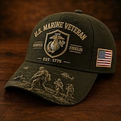 economico 250° Anniversario degli Stati Uniti-Cappellino da baseball per veterani dei Marines statunitensi, cappello militare ricamato con toppa della bandiera americana, cappellino trucker patriottico regolabile per veterani, per tutti i giorni,