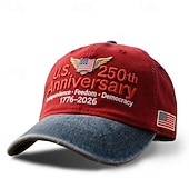  Cappellino da baseball per il 250° anniversario degli Stati Uniti (1776-2026), cappello patriottico ricamato con indipendenza, libertà e democrazia, cappellino vintage con bandiera americana effetto
