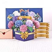 economico Regali-Confezione da 2 biglietti d'auguri 3D a comparsa con bouquet di fiori e girasoli &amp;Garofani di carta in vaso per la festa della mamma, compleanno, anniversario, auguri di pronta guarigione, biglietto