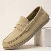 Χαμηλού Κόστους Casual loafers-Ανδρικά κρεμ μοκασίνια σε χρώμα penny – ελαφριά, casual παπούτσια με slip-on, άνετα υποδήματα για θέρετρα για ταξίδια διακοπών, αναψυχή το Σαββατοκύριακο και καθημερινή χρήση.