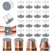 abordables appareils électroménagers-Lot de 24 protège-pieds de chaise pour parquets, embouts en silicone transparent avec patins en feutre, housses extensibles pour éviter les rayures. &amp;réduit le bruit, s'adapte à la forme ronde &amp;pieds