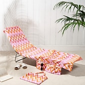 baratos conjuntos de toalhas de praia-Capa de toalha para cadeira de praia estampada, capa de toalha macia e absorvente para espreguiçadeira de piscina com bolsa de armazenamento para praia, piscina, pátio, férias e viagens.