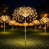  1 buc lumini solare de artificii 90/120/150/200 LED-uri lumini solare DIY pentru exterior, cu filament de cupru, lumini decorative de grădină, luminițe decorative impermeabile pentru gazon