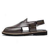 ieftine sandală de rochie-Bărbați Epocă Casual Zilnic PU piele Comfortabil Respirabil Buclă Kaki Negru Gri Vară Primăvară Toate Sezoanele