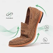 Недорогие Лоферы-Men's Breathable Perforated Loafers – Lightweight Summer Slip-On Shoes for Vacation Evenings, Outdoor Dining &amp; Resort Casual Wear