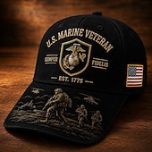 economico 250° Anniversario degli Stati Uniti-Cappellino da baseball per veterani dei Marines statunitensi, cappello militare ricamato con toppa della bandiera americana, cappellino trucker patriottico regolabile per veterani, per tutti i giorni,