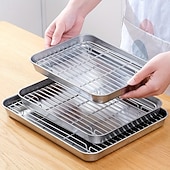 cheap Grills &amp; Outdoor Cooking-Stainless Steel Baking Sheet Pan with Rack, Heavy Duty Roasting Tray for Oven, Grill &amp; Broiler, Dishwasher Safe Bakeware for Cookies, Bacon, Chicken, Turkey &amp; Vegetables