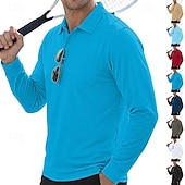 economico Camicia da uomo-Per uomo Tinta unita Maglietta sportiva Polo da golf Maglia da tennis Maglietta da tennis Manica Lunga Tasca Bottoni Leggero Elastico Traspirante Tennis Golf Corsa Colletto a Camicia Top Bianco Cachi