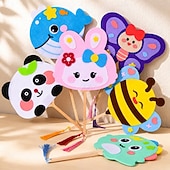  Kit fai da te da 6 pezzi per realizzare ventagli in feltro a forma di animali, ventagli in bambù fatti a mano con nappe, attività creativa estiva di arte e artigianato, panda, coniglietto, ape,