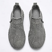 abordables Zapatos Casuales Slip-On-Zapatillas de senderismo grises para hombre: zapatillas ligeras con cremallera lateral para actividades al aire libre, calzado cómodo y antideslizante para senderismo, viajes y aventuras cotidianas.