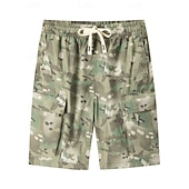 cheap Holiday-Men's Lightweight Cargo Shorts Comfort Waist Tactical Cargo Shorts Casual Shorts Drawstring Elastic Waist Multi Pocket Camouflage Quick Dry Knee Length Casual Outdoor Streetwear Fashion Streetwear