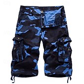 cheap Holiday-Men's Comfort Waist Tactical Cargo Cargo Shorts Shorts Casual Shorts Pocket Elastic Waist Plain Camouflage Breathable Knee Length Casual Outdoor Streetwear Fashion Streetwear Blue Khaki Inelastic