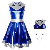voordelige Dameskostuums-Jurken Outfits Fancy kostuum Buitenaards kostuum Ruimtemeisje Cosplay Glanzend latex patent Metallic Kinderen Volwassenen Dames Halloween Carnaval Boekenweek Feest Prestatie Aankleden