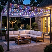 abordables Projecteurs haute tension à brancher-Guirlande lumineuse LED en filet, décoration extérieure en filet, guirlande lumineuse multicolore LED étanche pour buissons, arbustes, haies, arbres et pelouse