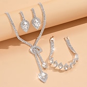 cheap Jewelry Sets-Jewelry Set Three-piece Suit Chrome 1 Necklace 1 Bracelet Earrings Women's Fashion Luxury Jewelry Set For Party