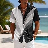 cheap Geometric Pattern-Men's Geometric Abstract Art Shirt Summer Shirt Button Up Shirt Short Sleeve Fashion Casual Daily Outdoor Work Summer Spring Turndown 3D Print Button Up Shirts Black 1 Black 3 Black Yellow Black 2