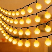 economico Striscie luci ad energia solare-Ghirlanda luminosa solare con globo, 5 m 20 LED, 7 m 50 LED, 12 m 100 LED, luci fatate impermeabili per esterni, ideali per giardino, patio, matrimoni, campeggio, feste, Natale e Halloween.