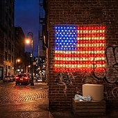 preiswerte 250. Jubiläumslichter-Lichterkette mit amerikanischer Flagge zum 250. Jahrestag der USA, 1,8 m lang, 128 LEDs in Rot, Weiß und Blau, USB-Anschluss, patriotische Fensterbeleuchtung für den 4. Juli, Unabhängigkeitstag,