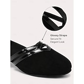 economico Scarpe da ballo di sala e danza moderna-scarpe da ballo da sala nere da donna con suola in pelle scamosciata - tacco basso, comode e antiscivolo scarpe da ballo latino per esercizi con cinturini