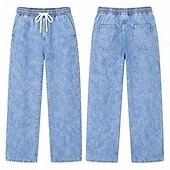 economico pantaloni casual-Per uomo Pantaloni Pantaloni casual Pantaloni Estivi 100% cotone Pantaloni di denim Coulisse Elastico in vita Gamba Dritta Semplice Comodità Traspirante Lunghezza intera Casuale Quotidiano All'aperto