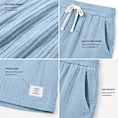 abordables Classique-Homme Shorts d'été Shorts de plage Short décontracté Cordon de serrage Taille Élastique Couleur Unie Texturé Confort Longueur Genou Quotidien Extérieur Vêtements de rue Mode Rétro Vintage Bleu Kaki