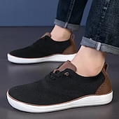 economico Scarpe Casual con Lacci-Sneakers Oxford da uomo grigie in maglia, scarpe stringate eleganti e casual, scarpe comode e leggere per ufficio, viaggi e uso quotidiano.