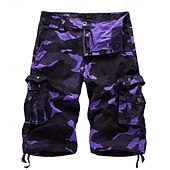 cheap Holiday-Men's Comfort Waist Tactical Cargo Cargo Shorts Shorts Casual Shorts Pocket Elastic Waist Plain Camouflage Breathable Knee Length Casual Outdoor Streetwear Fashion Streetwear Blue Khaki Inelastic