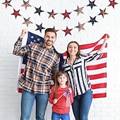  Ghirlanda vintage patriottica in legno con stelle, decorazioni da appendere per il 4 luglio, festone rustico con bandiera americana per il giorno dell'indipendenza, il Memorial Day, la mensola del