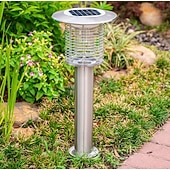 abordables Lampe anti-insectes-Piège à moustiques solaire d'extérieur en acier inoxydable, résistant aux insectes volants et étanche, idéal pour la terrasse, le jardin ou la cour.