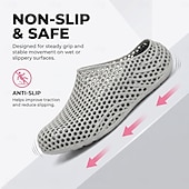 cheap Men's Clogs &amp; Mules-Men's Grey Quick-Dry Clog Shoes, Breathable Hollow-Out Slip-On Water Shoes, Lightweight Non-Slip Shoes for Beach, Garden, Outdoor