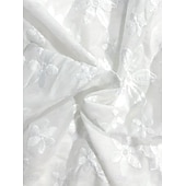  Mulheres Top de emenda de renda Franzido Textura Frufru Elegante Manga 3/4 Decote Quadrado Casual Branco Verão Primavera