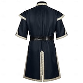 baratos Αριστος-Retro Vintage Medieval Renaissance Waist Belt Tunic Prince Warrior Stand Collar Fancy Dress Men's Fantasy Halloween Carnival Renaissance Fair LARP Adults' Top Belt